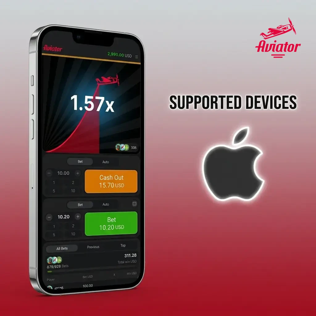 Apple iPhones and iPads supporting Aviator casino app on iOS 12 or later with stable performance