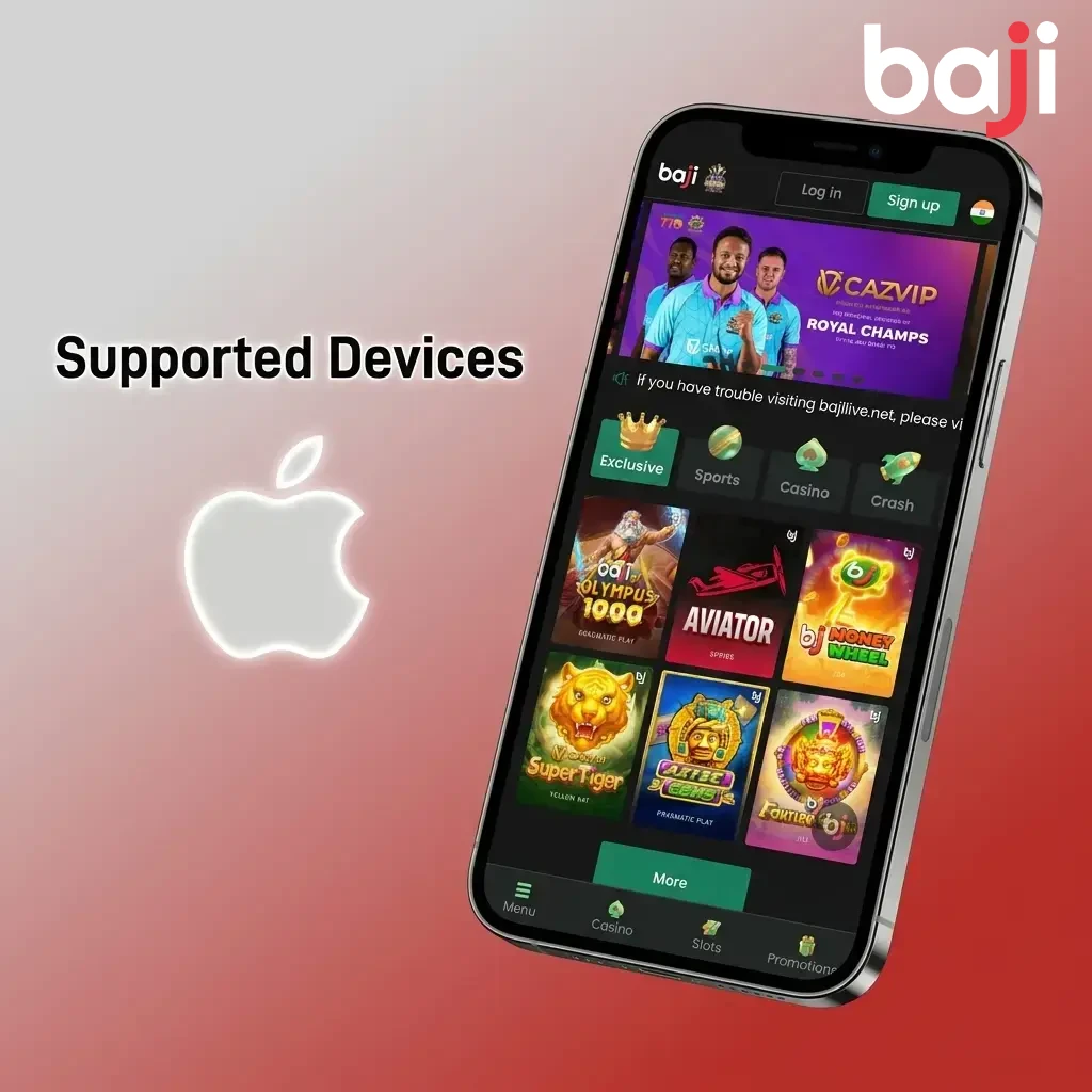 Apple iPhones and iPads supported by Baji Live Aviator app running iOS 12 or later