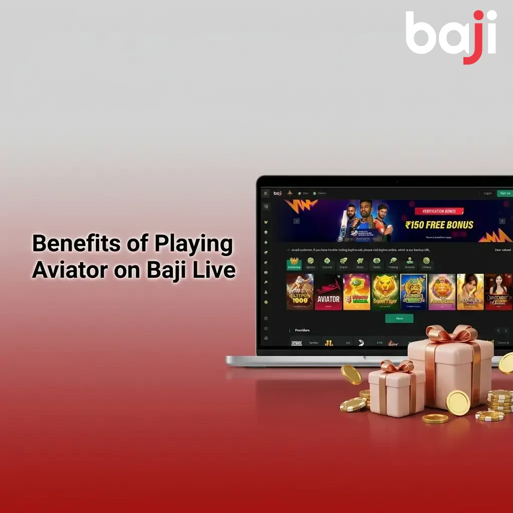 Baji Live Aviator game benefits for Indian players showing high RTP, INR support, auto bet, and provably fair features