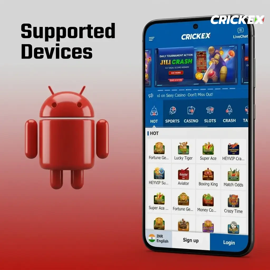 Android phones supported by Crickex Aviator app including Samsung, Redmi, Realme, OnePlus, and Google Pixel models
