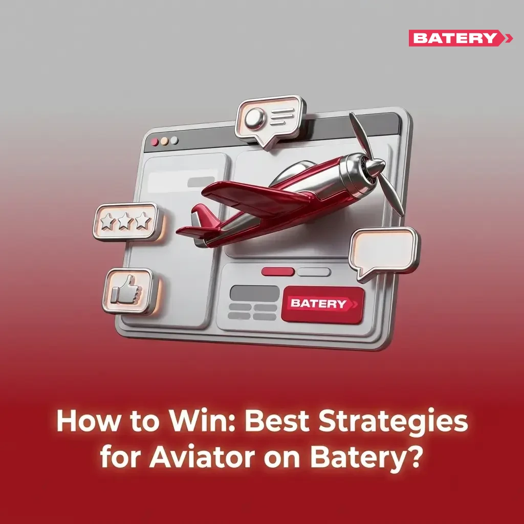 Aviator game strategies on Batery showing low multiplier cashout, two-bet split, and fixed bet size tips